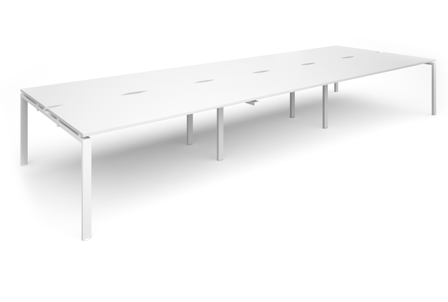 Prime Back To Back Triple Bench Office Desk (White Legs), 480wx160dx73h (cm), White, Express Delivery
