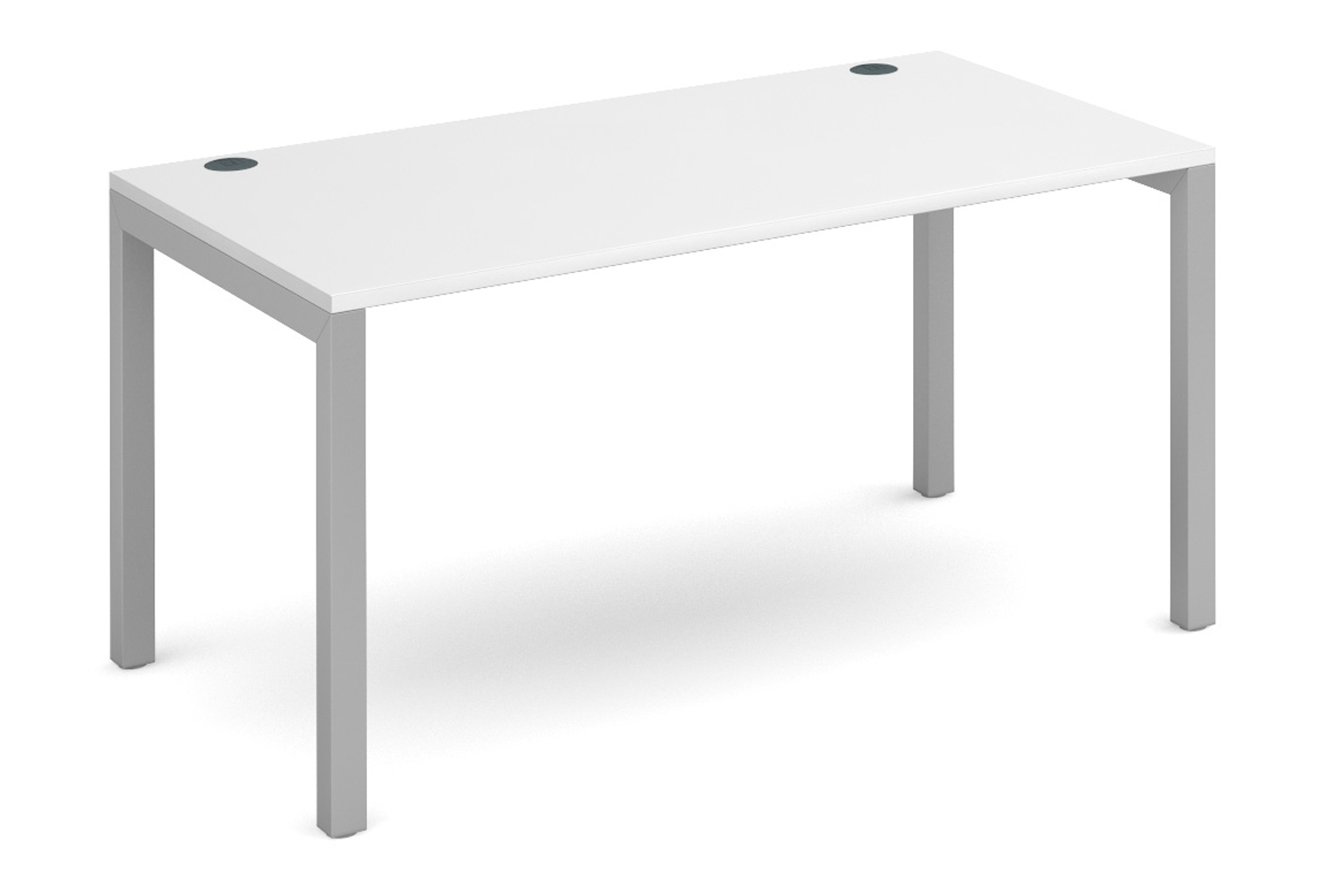 Union Single Office Desk, 140wx80dx73h (cm), Silver Frame, White, Express Delivery