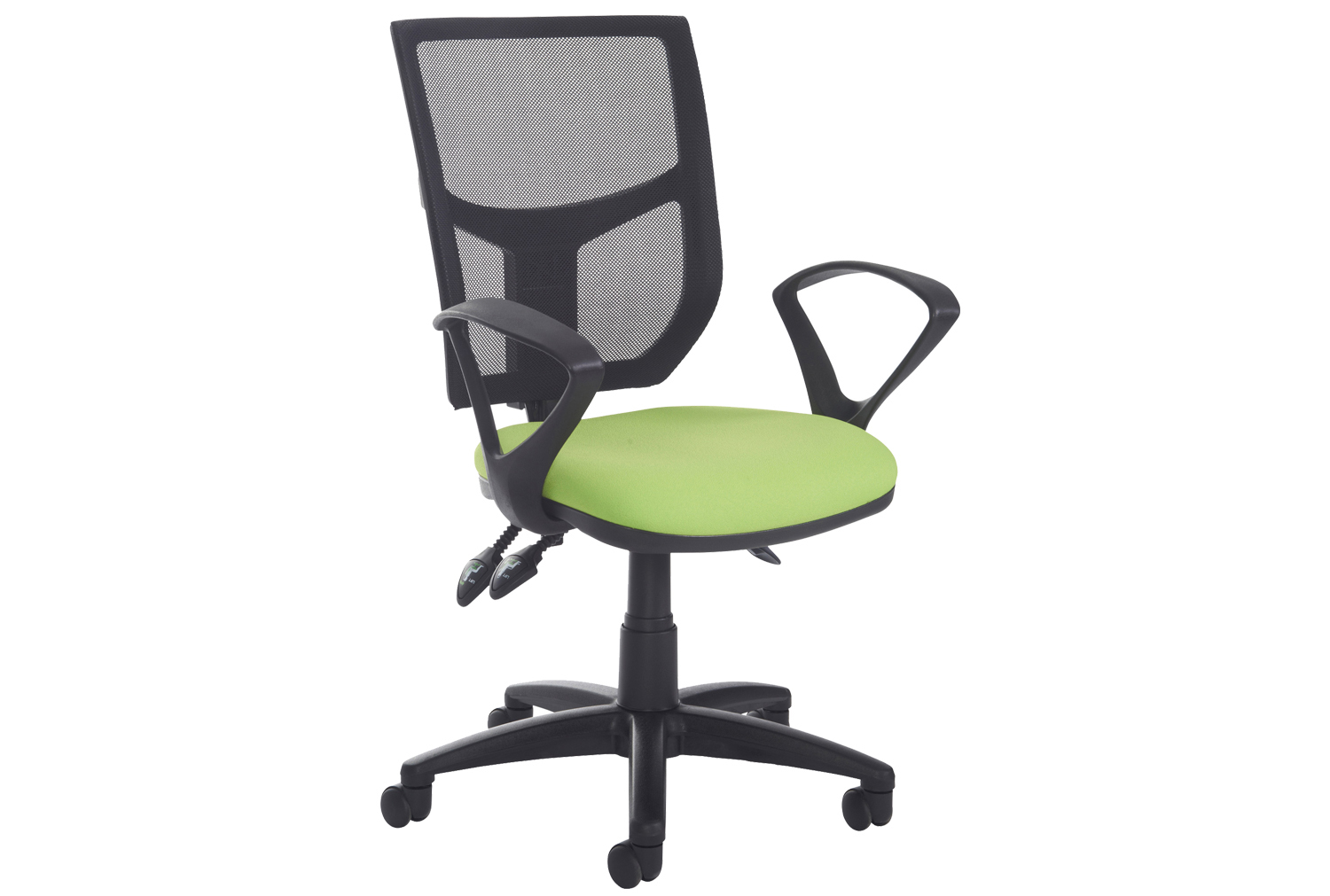 Gordy 2 Lever Mesh Back Operator Office Chair With Fixed Arms, Havana