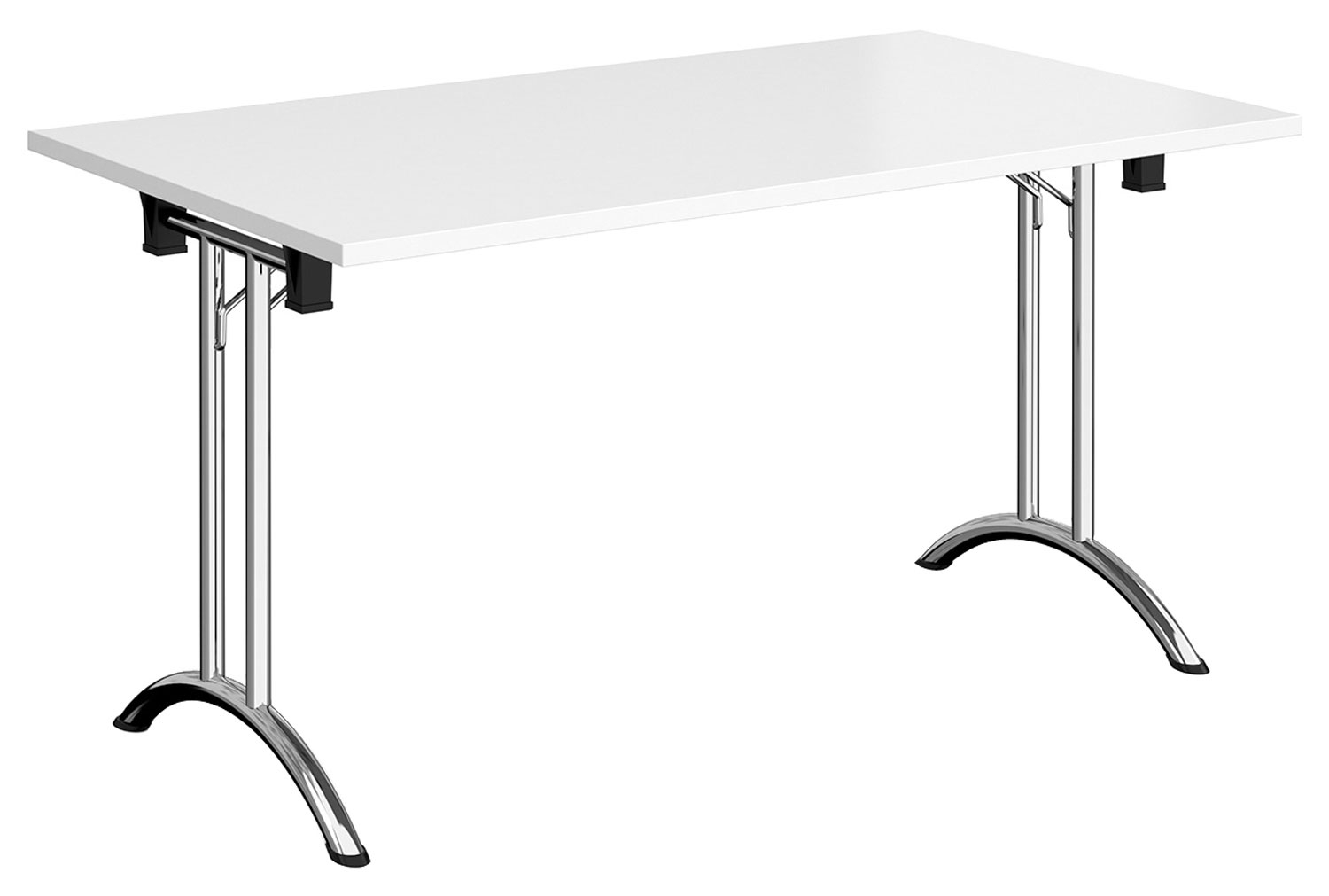 Zeeland Rectangular Folding Table, 140wx80dx73h (cm), Chrome Frame, White, Express Delivery