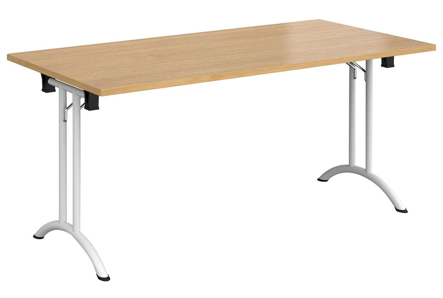 All Oak Rectangular Folding Table With Curved Feet, 160wx80dx73h (cm)