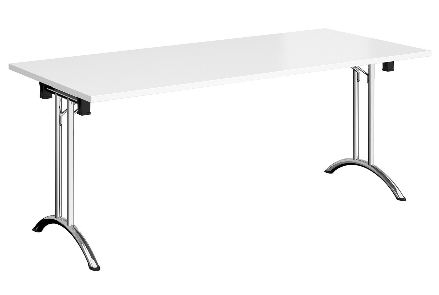 Zeeland Rectangular Folding Table, 180wx80dx73h (cm), Chrome Frame, White, Fully Installed