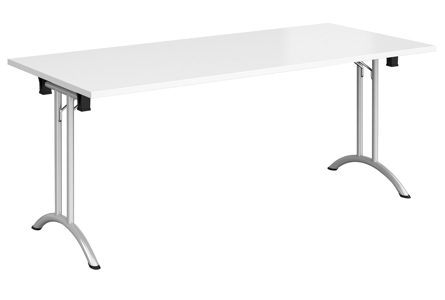 Zeeland Rectangular Folding Table, 180wx80dx73h (cm), Silver Frame, White, Fully Installed