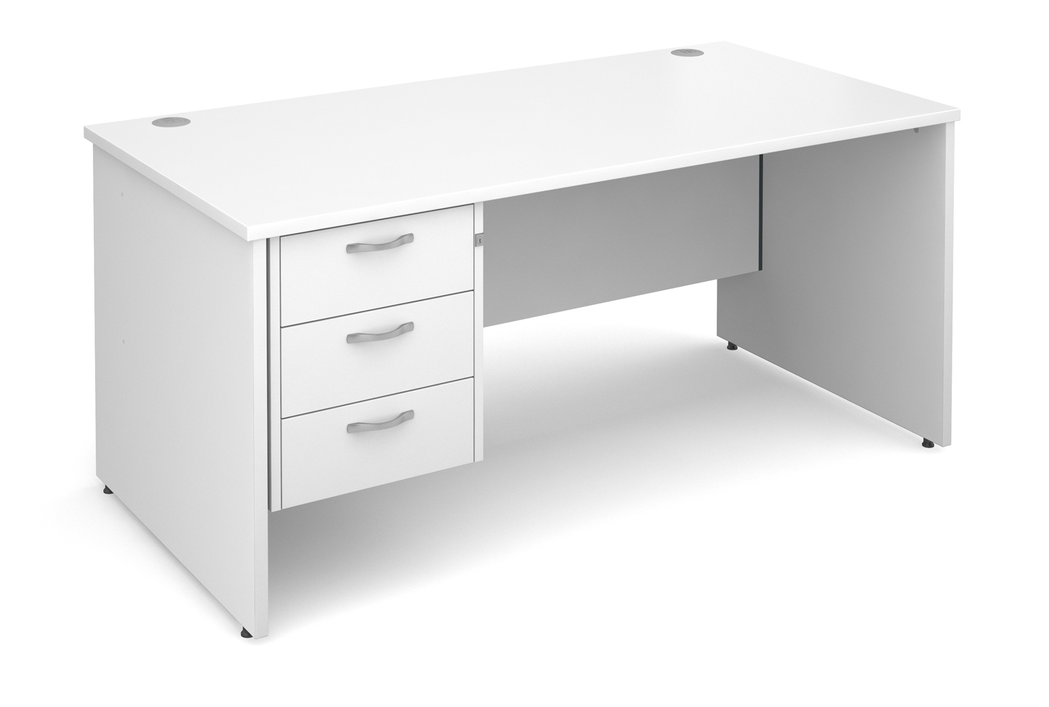 All White Premium Panel End Clerical Office Desk 3 Drawers, 160wx80dx73h (cm)