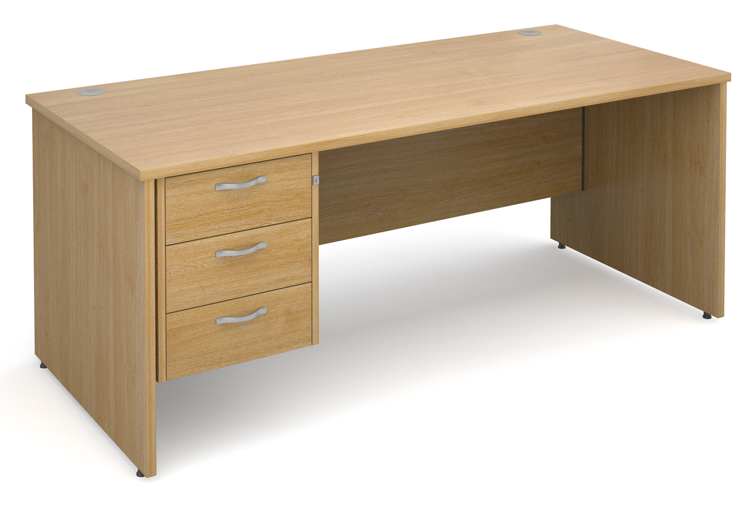 Value Line Deluxe Panel End Clerical Office Desk 3 Drawers, 180wx80dx73h (cm), Oak, Express Delivery