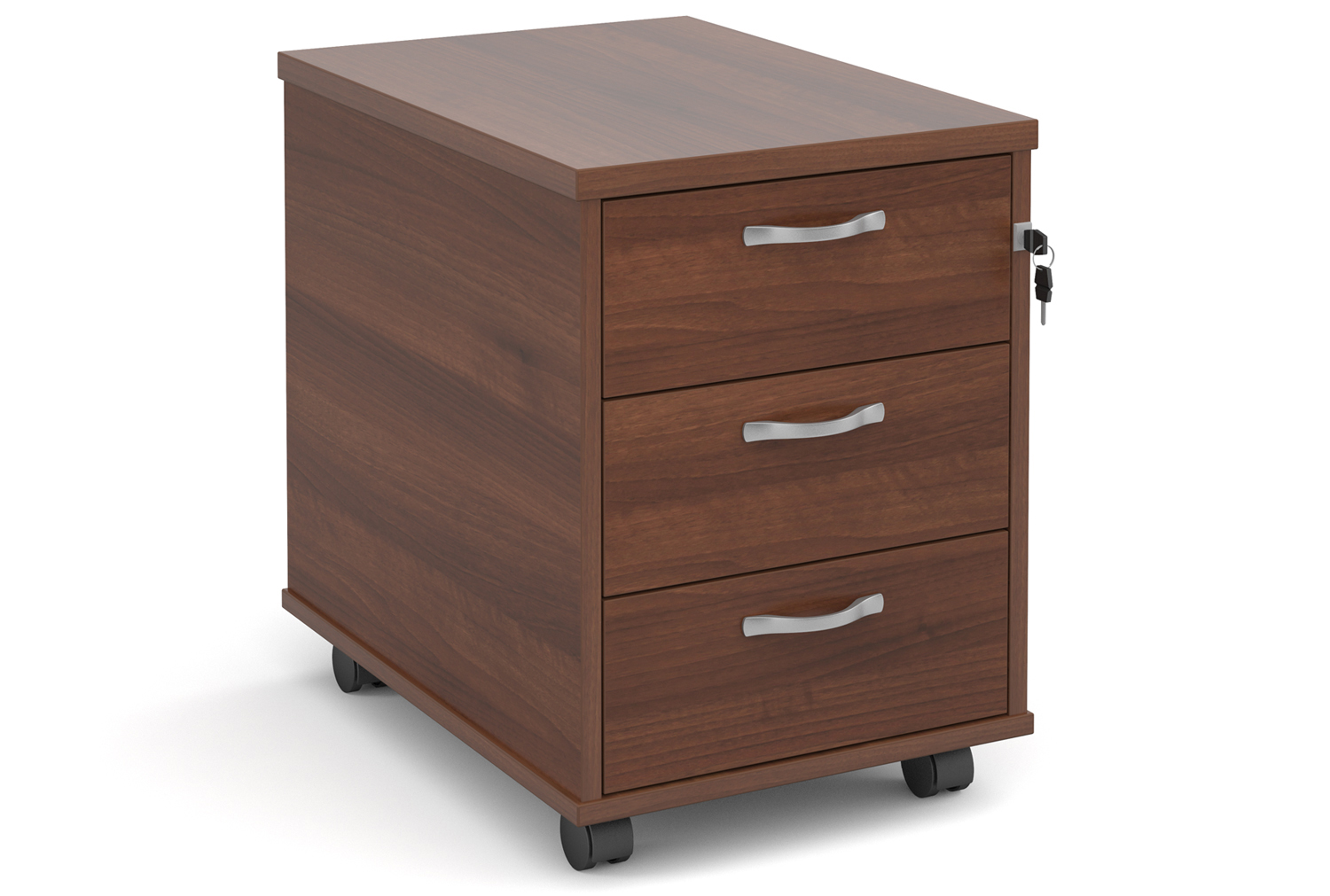 Thrifty Next-Day Mobile Pedestal Walnut, 3 Drawer - 43wx60dx57h (cm), Express Delivery