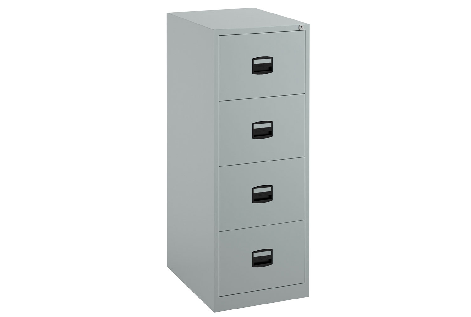 Bisley Economy Office Filing Cabinet (Central Handle), 4 Drawer - 47wx62dx132h (cm), Silver, Fully Installed