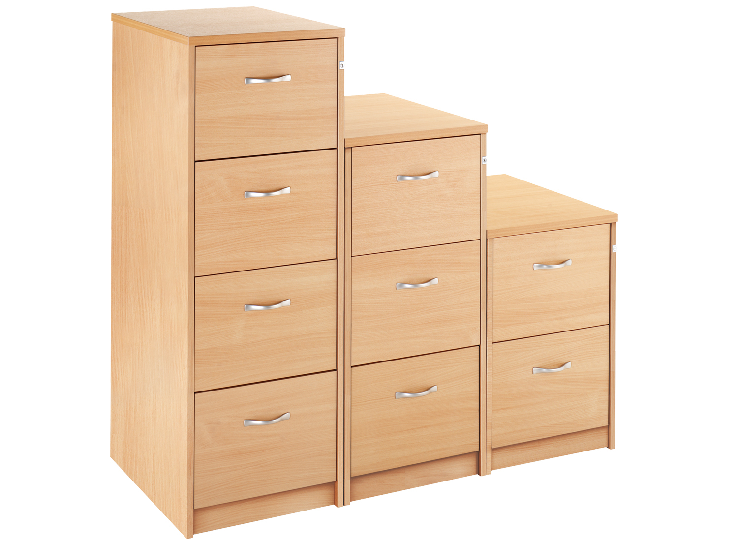 Wooden Filing Cabinets, 2 Drawer - 48wx66dx73h (cm), Beech