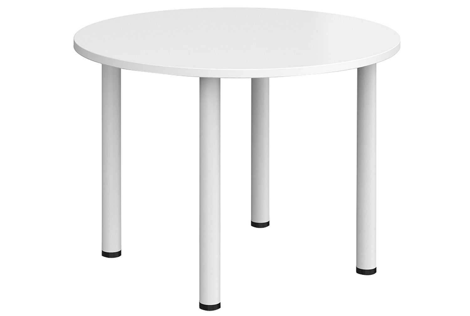 All White Premium Circular Meeting Table (Tubular Legs), 100diax73h (cm), Express Delivery
