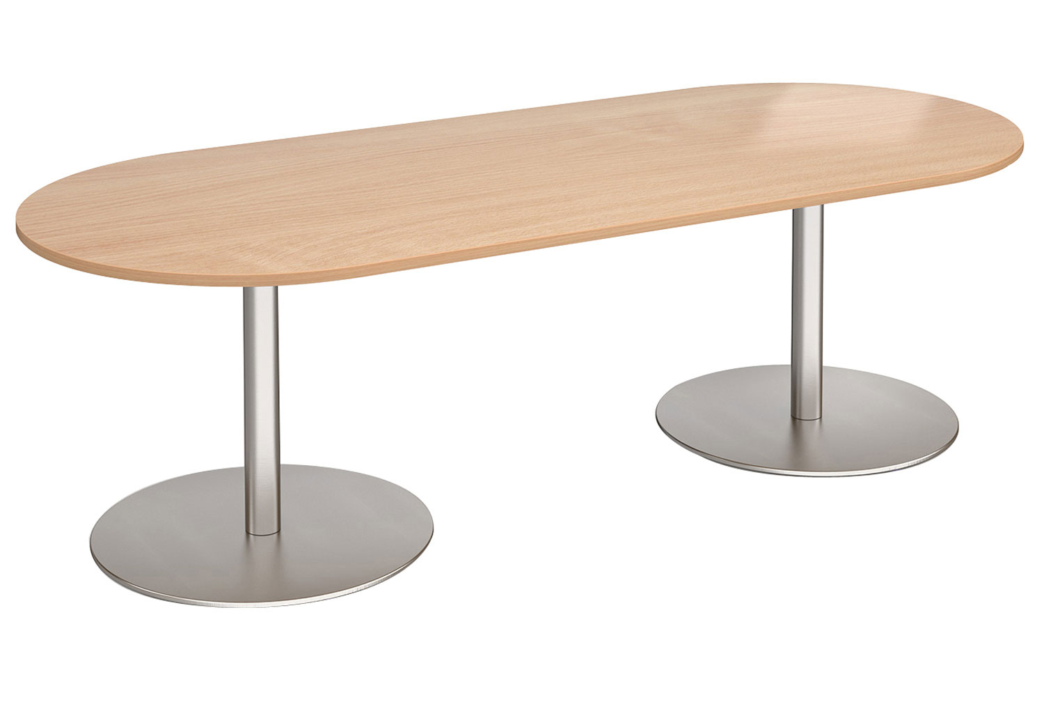 Constant Radial End Boardroom Table, Brushed Steel Frame, Beech