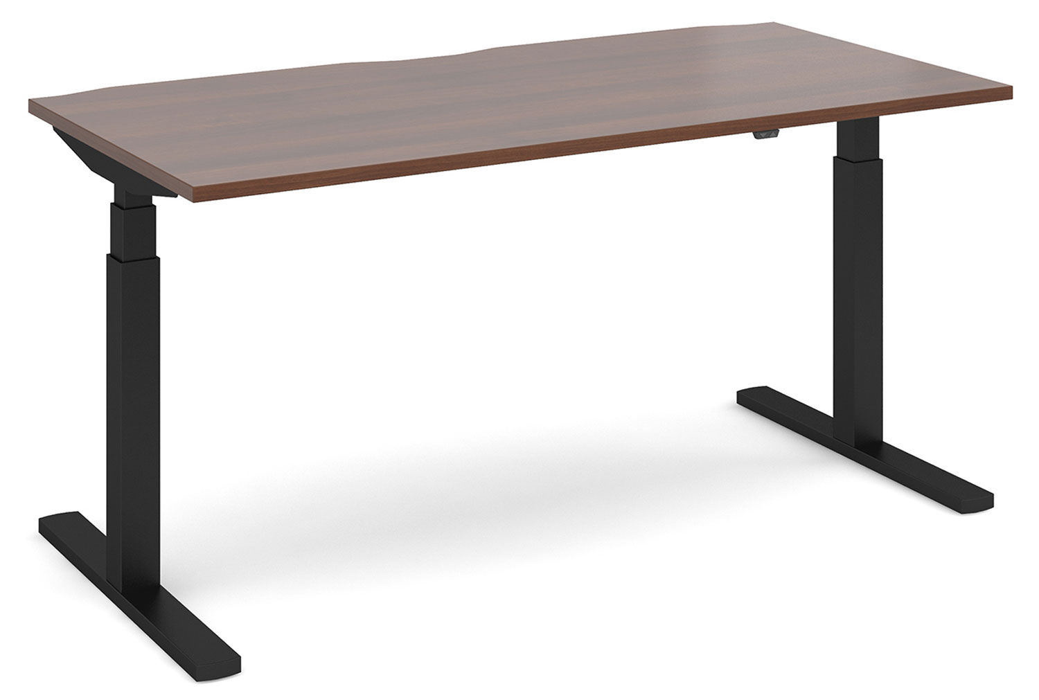Ascend Deluxe Sit & Stand Single Office Desk, 160wx80dx68-130h (cm), Black Frame, Walnut