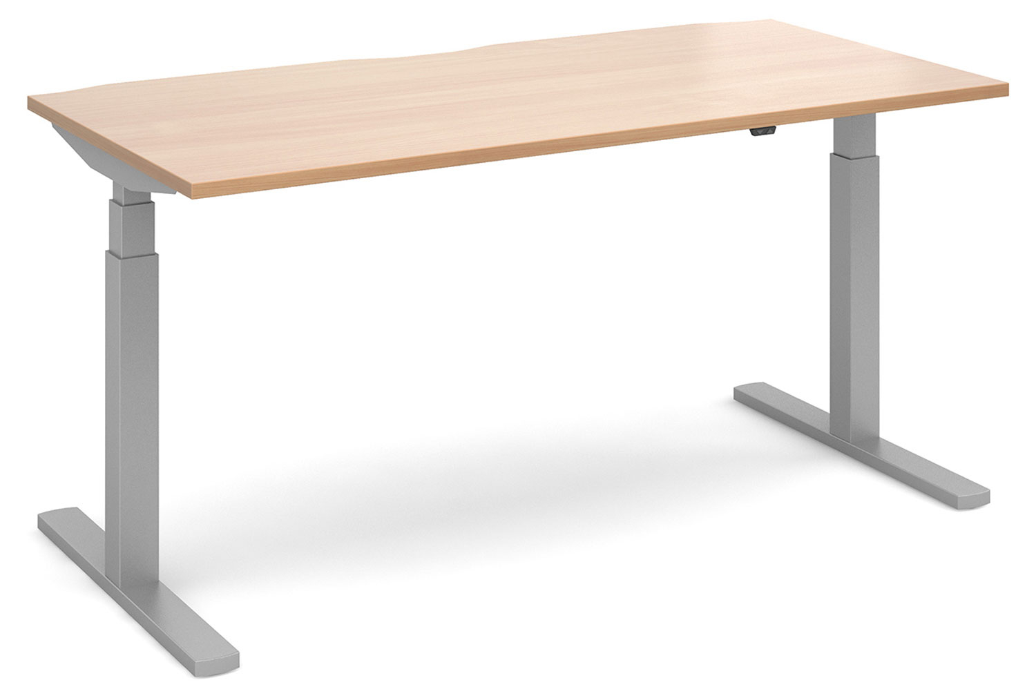 Ascend Deluxe Sit & Stand Single Office Desk, 160wx80dx68-130h (cm), Silver Frame, Beech, Fully Installed