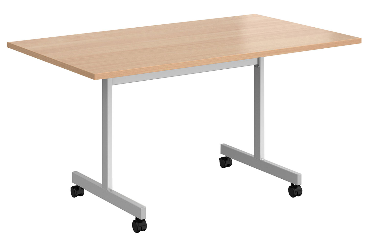 Foxham Rectangular Flip Top Meeting Tables, 140wx80dx73h (cm), Beech, Express Delivery