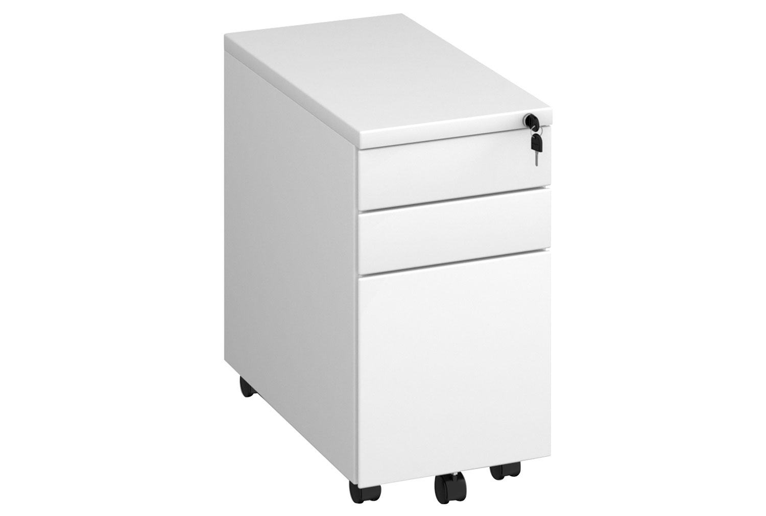 All White Premium Steel 3 Drawer Under Desk Pedestal