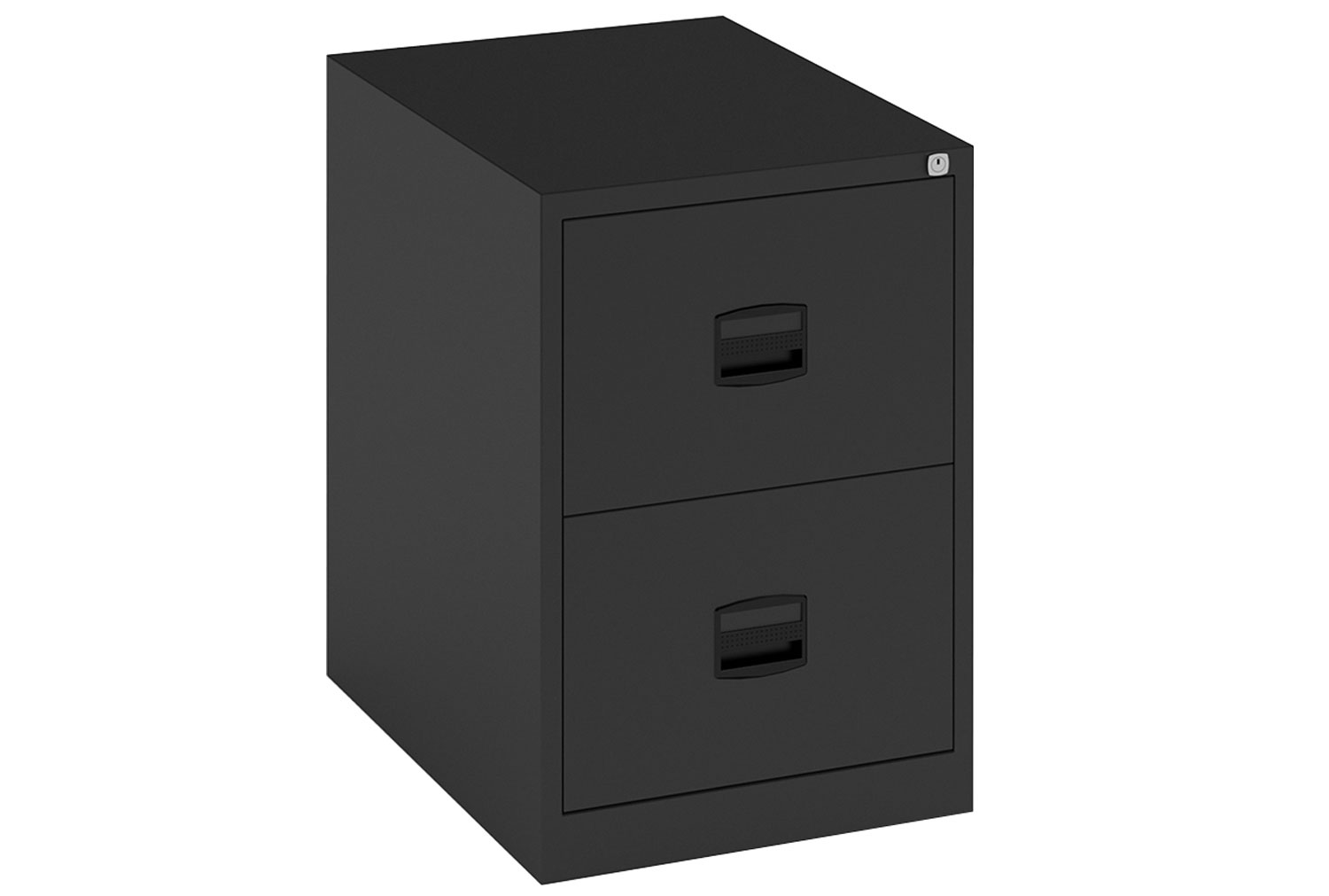 All Black Metal Filing Cabinet, 2 Drawer - 47wx62dx70h (cm)