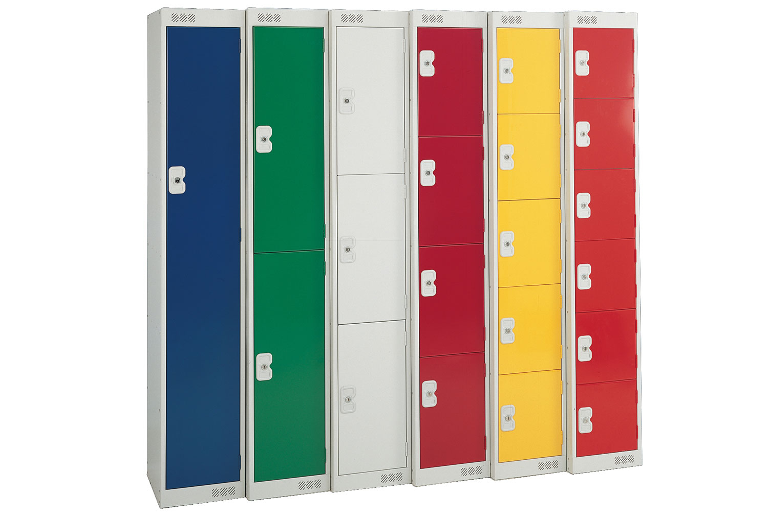 Deluxe Lockers, 4 Door, 30wx45dx180h (cm), Hasp Lock, Grey
