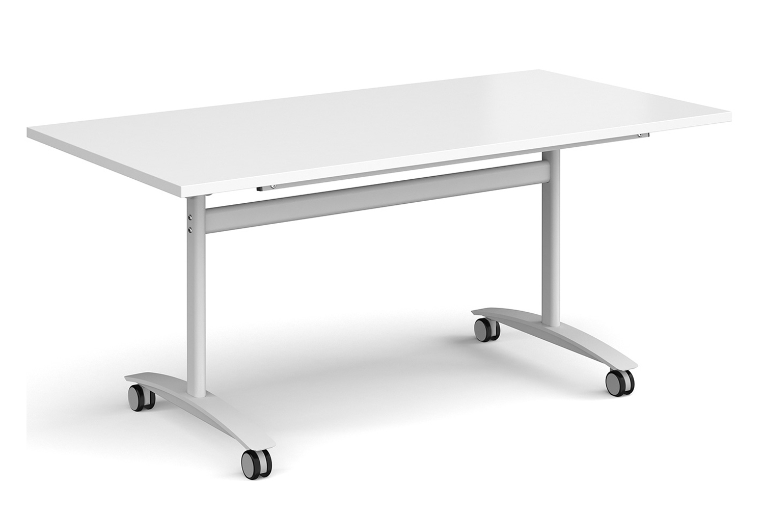 Carousel Rectangular Flip Top Meeting Tables, 160wx80dx73h (cm), White Frame, White, Express Delivery