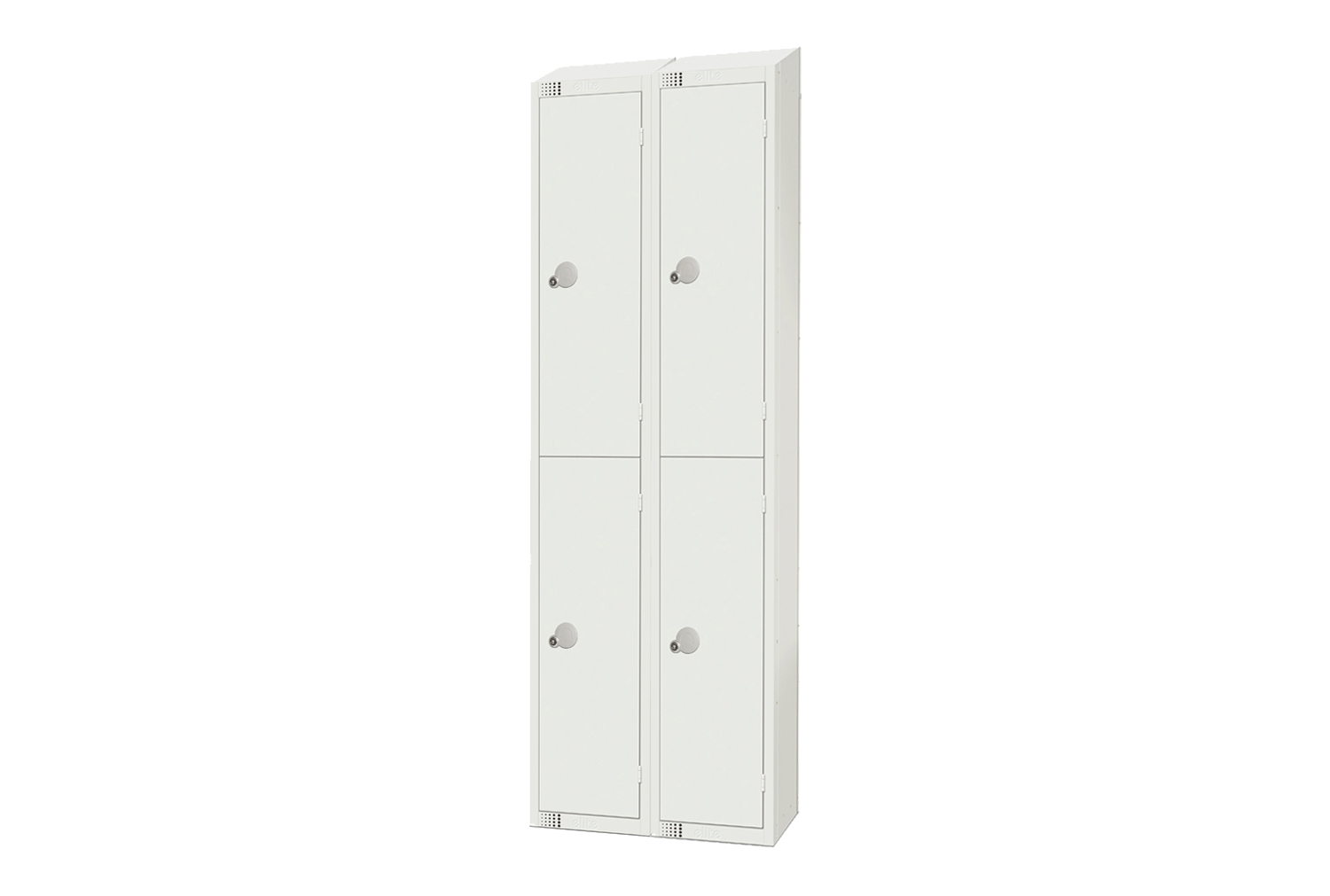 Elite All White 2 Door Lockers With Sloping Top Nest Of 2, 30wx45dx195h (cm), Premium Combination lock