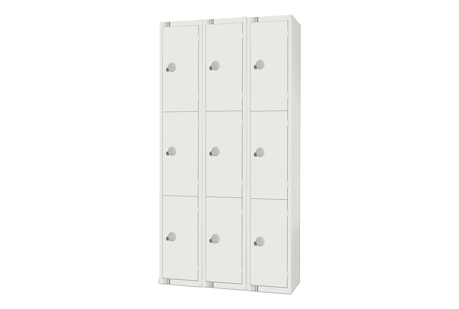 Elite All White 3 Door Lockers Nest Of 3, 30wx30dx180h (cm), Hasp Lock, White
