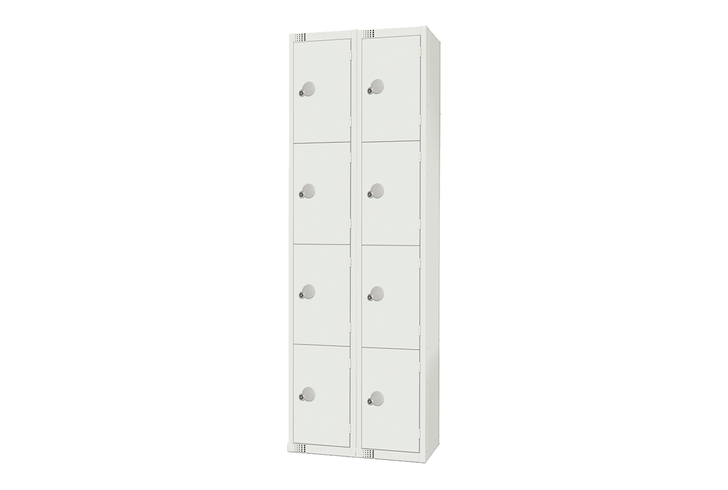 Elite All White 4 Door Lockers Nest Of 2, 30wx45dx180h (cm), Cam Lock