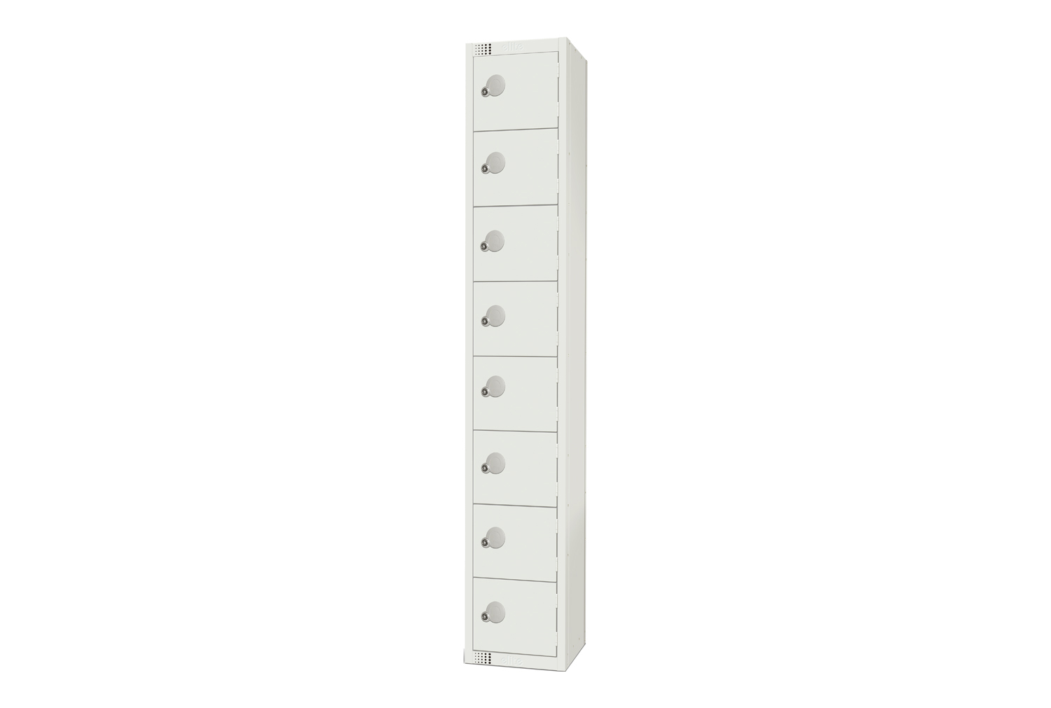 Elite All White 8 Door Lockers, 30wx45dx180h (cm), Cam Lock
