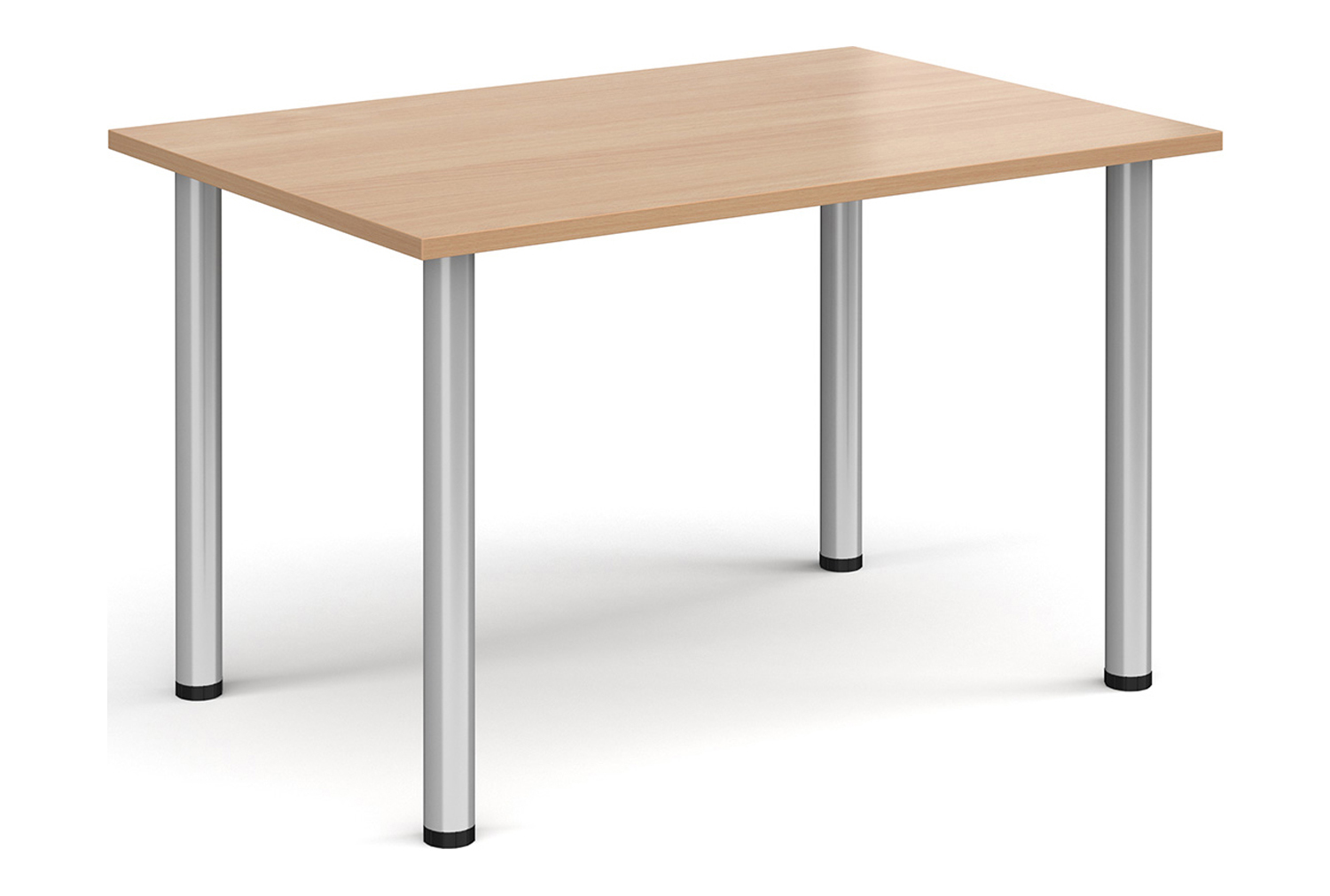Pallas Rectangular Meeting Table, 120wx80dx73h (cm), Silver Frame, Beech, Fully Installed