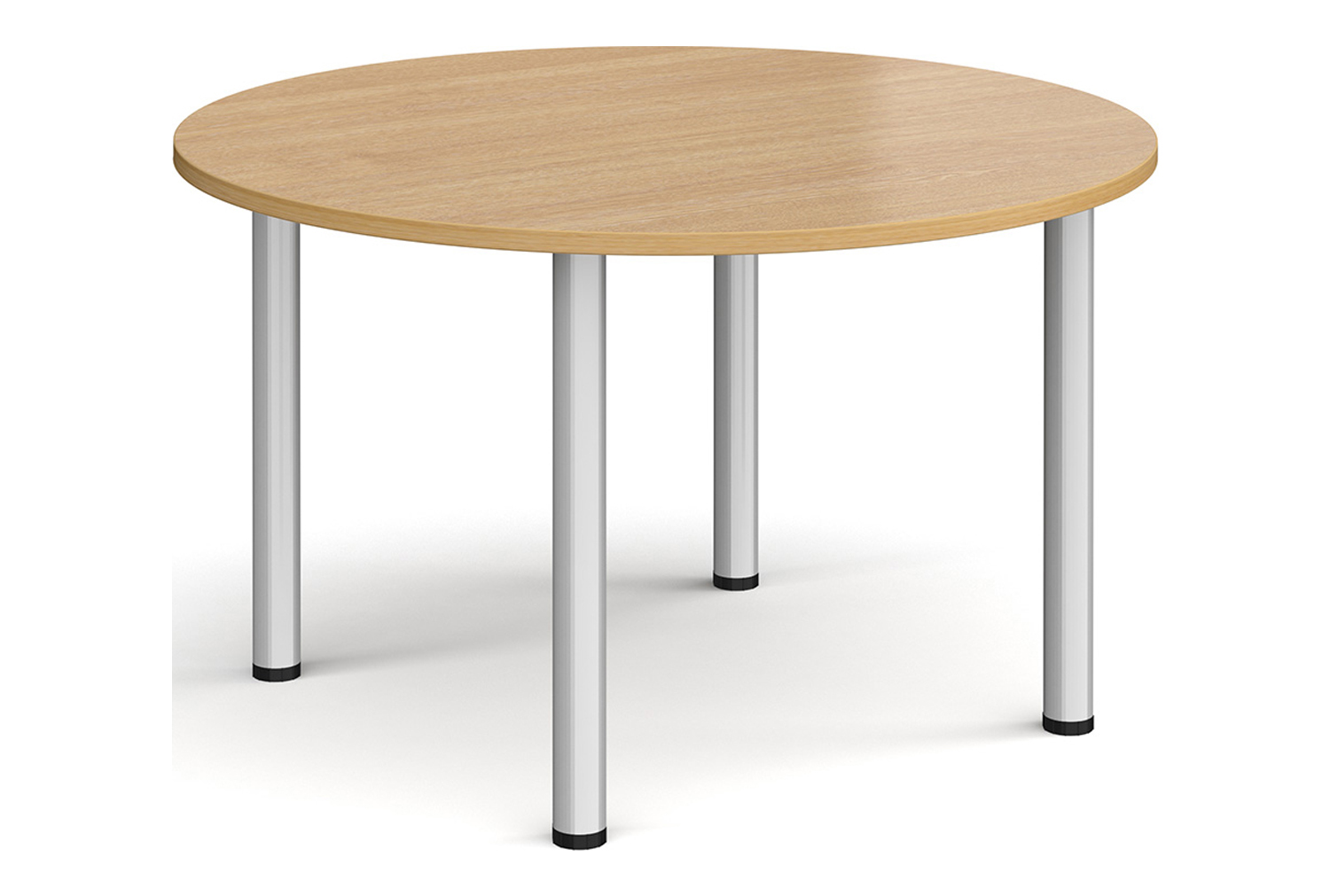 Pallas Circular Meeting Table, 100diax73h (cm), Silver Frame, Oak, Express Delivery