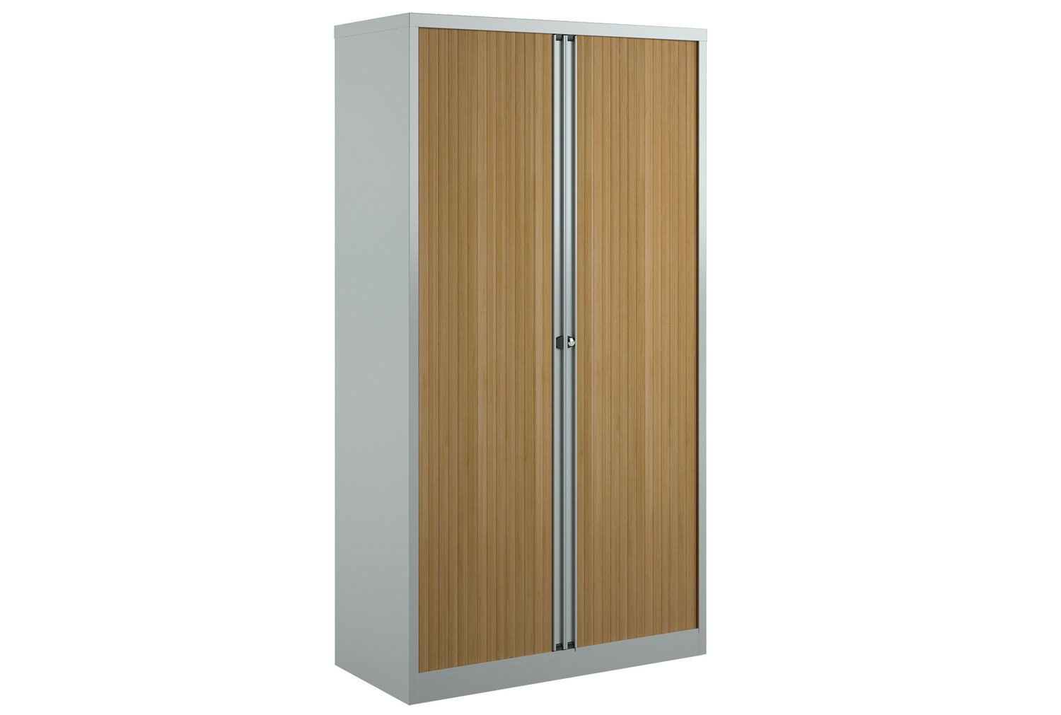 Economy Tambour Office Cupboards, 100wx47dx199h (cm), Silver / Beech, Fully Installed