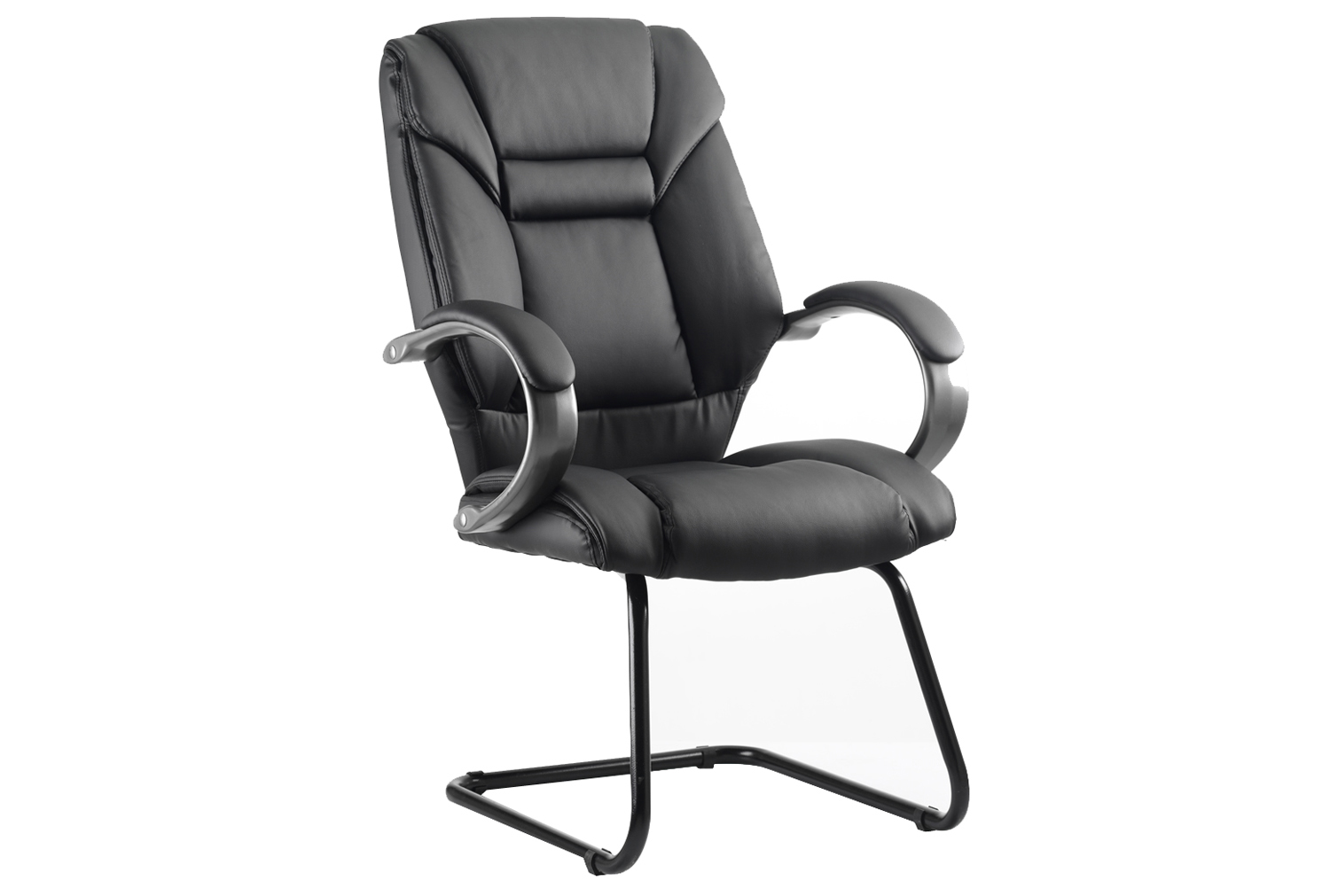 Fiji Leather Faced Visitor Office Chair, Black, Express Delivery