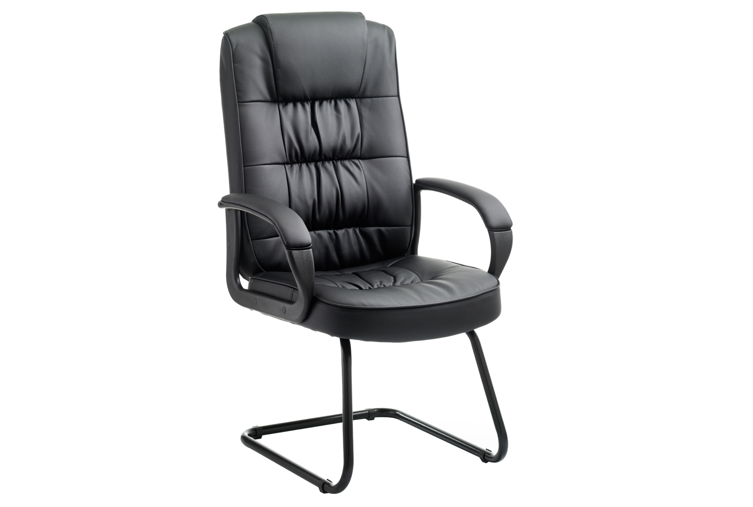 Muscat Leather Faced Visitor Office Chair, Black, Express Delivery