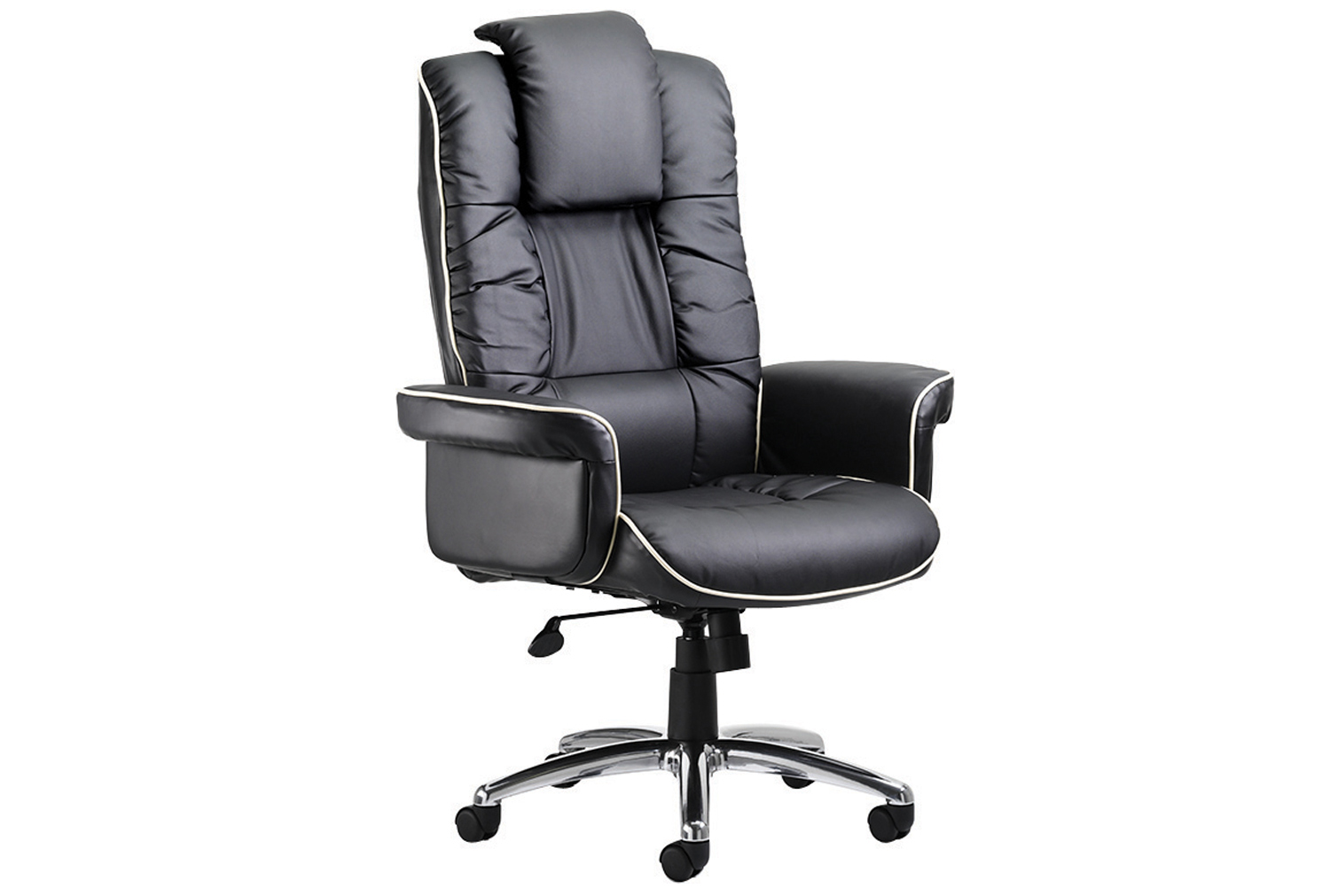 Preto Black Leather Faced Executive Office Chair, Black, Fully Installed