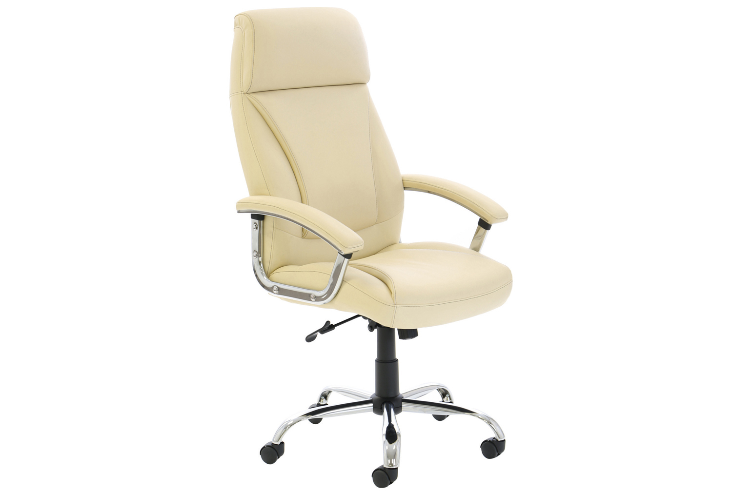 Penza High Back Executive Cream Leather Office Chair, Fully Installed