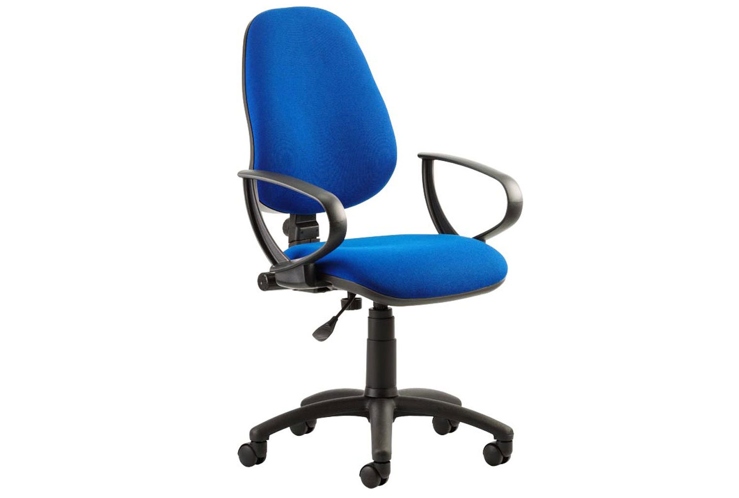 Lunar 1 Lever Operator Office Chair With Fixed Arms, Blue, Fully Installed