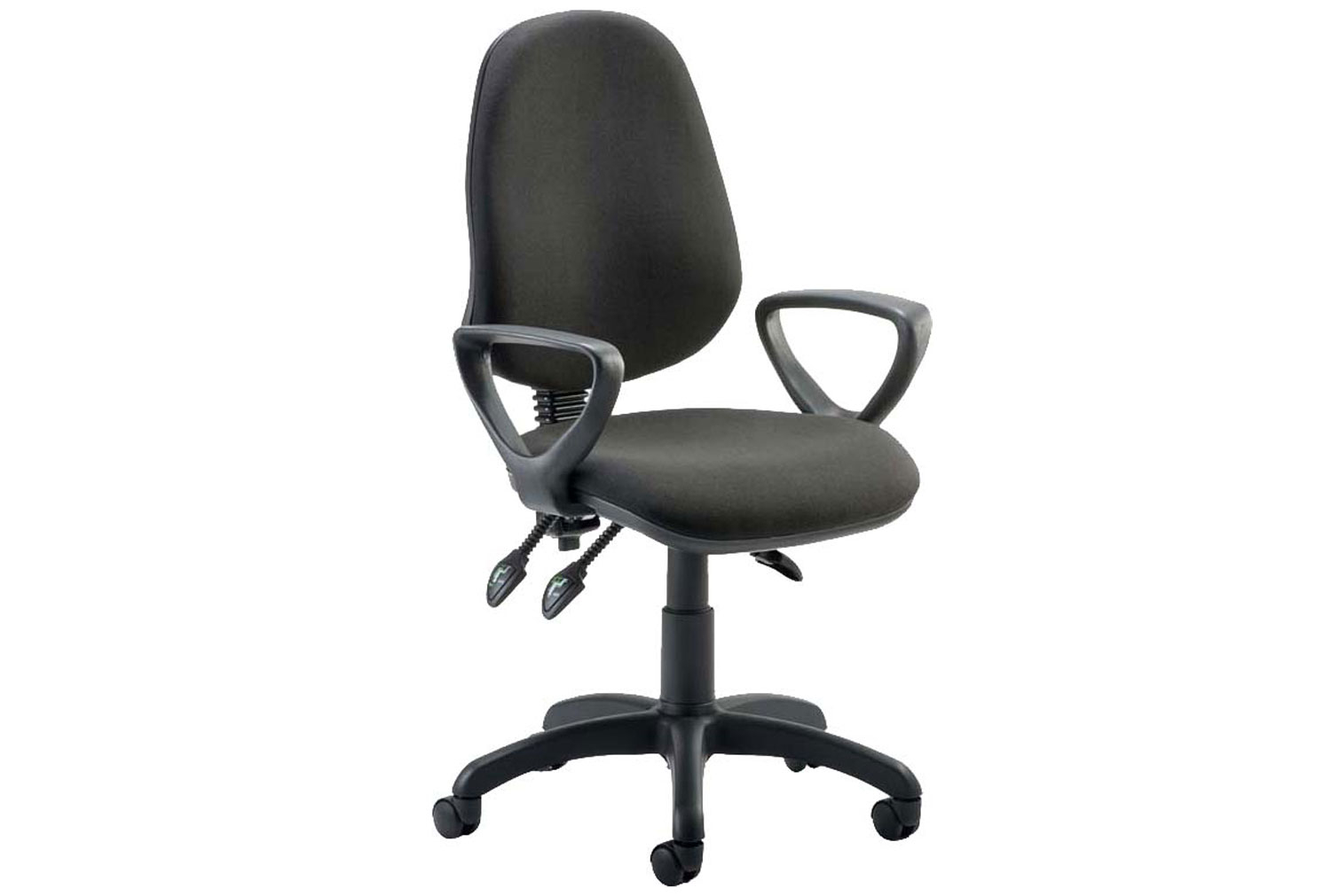 Lunar 3 Lever Operator Office Chair With Fixed Arms, Black, Express Delivery
