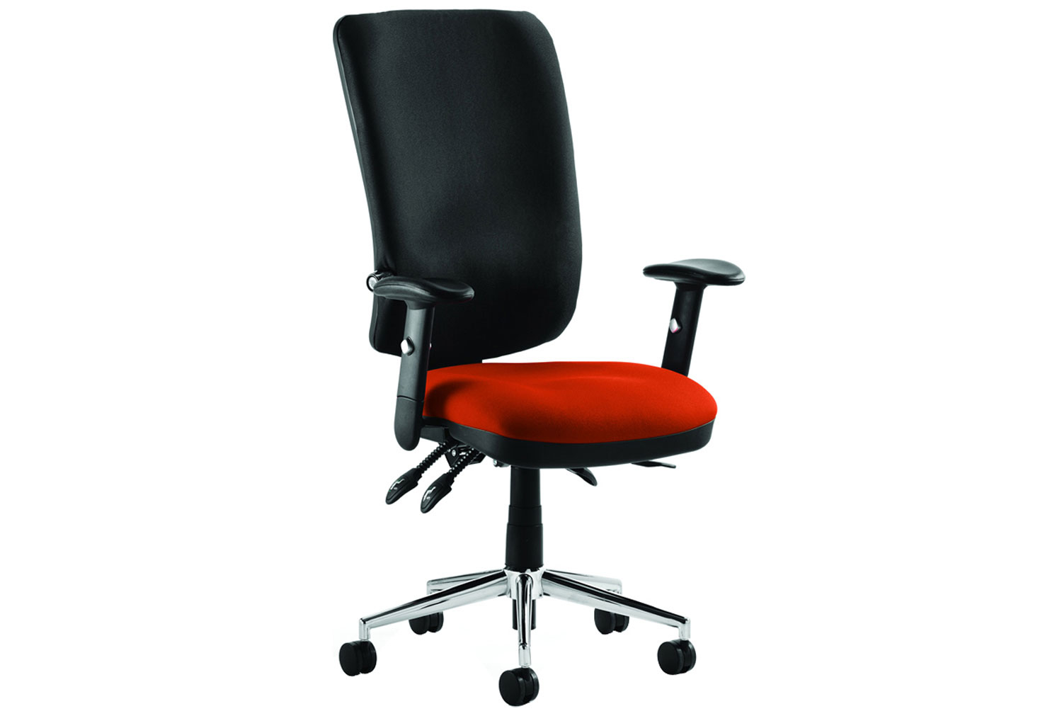 Praktikos High Back Fabric Operator Office Chair Black Back, Tortuga Seat, Fully Installed