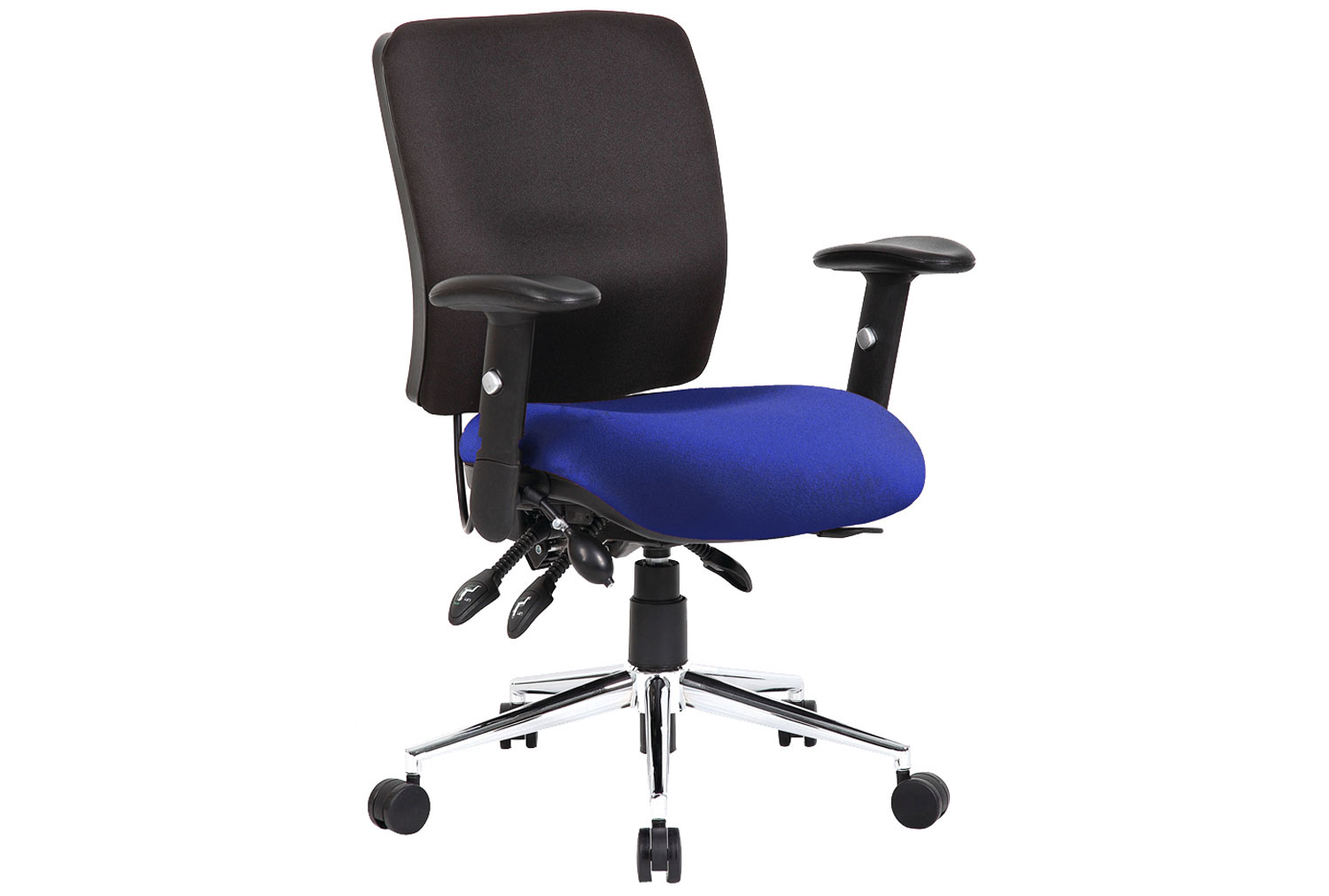 Praktikos Medium Back Posture Operator Office Chair Black Back, Scuba, Fully Installed