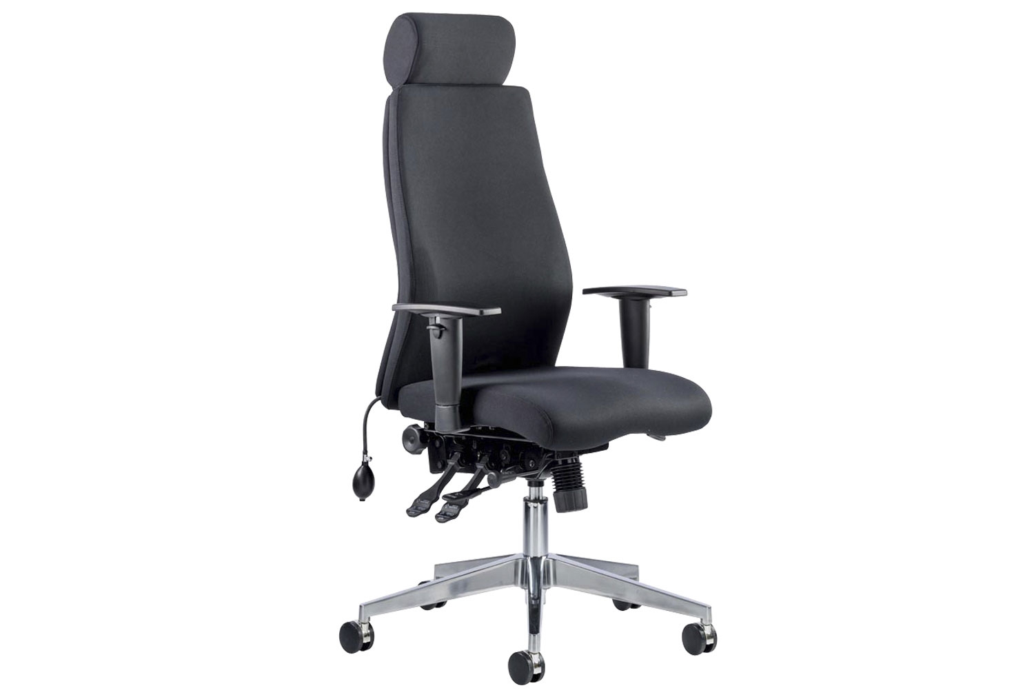 Brechin High Back Fabric Executive Office Chair With Headrest, Black, Fully Installed