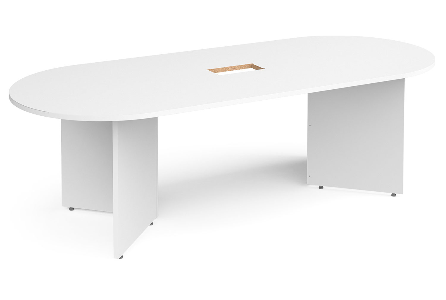 All White Power Ready Radial End Boardroom Table