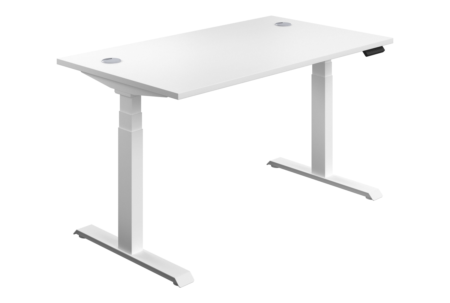 Progress Economy Height Adjustable Office Desk, 120wx80dx65-131h (cm), White Frame, White, Fully Installed