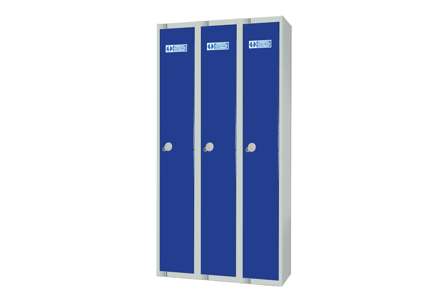 Elite PPE Lockers Nest Of 3, 1 Door, 30wx30dx180h (cm), Cam Lock, Blue