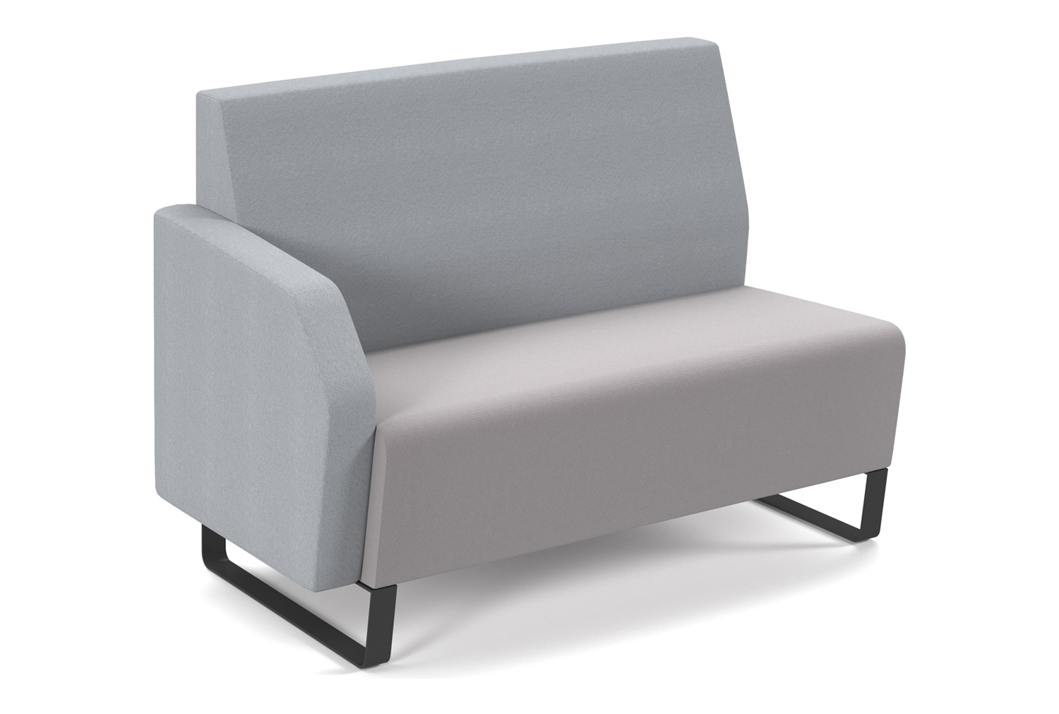 Niche Double Low Back Sofa With Right Hand Arm (Black Sled Frame), Forecast Grey Seat/Late Grey Back, Fully Installed