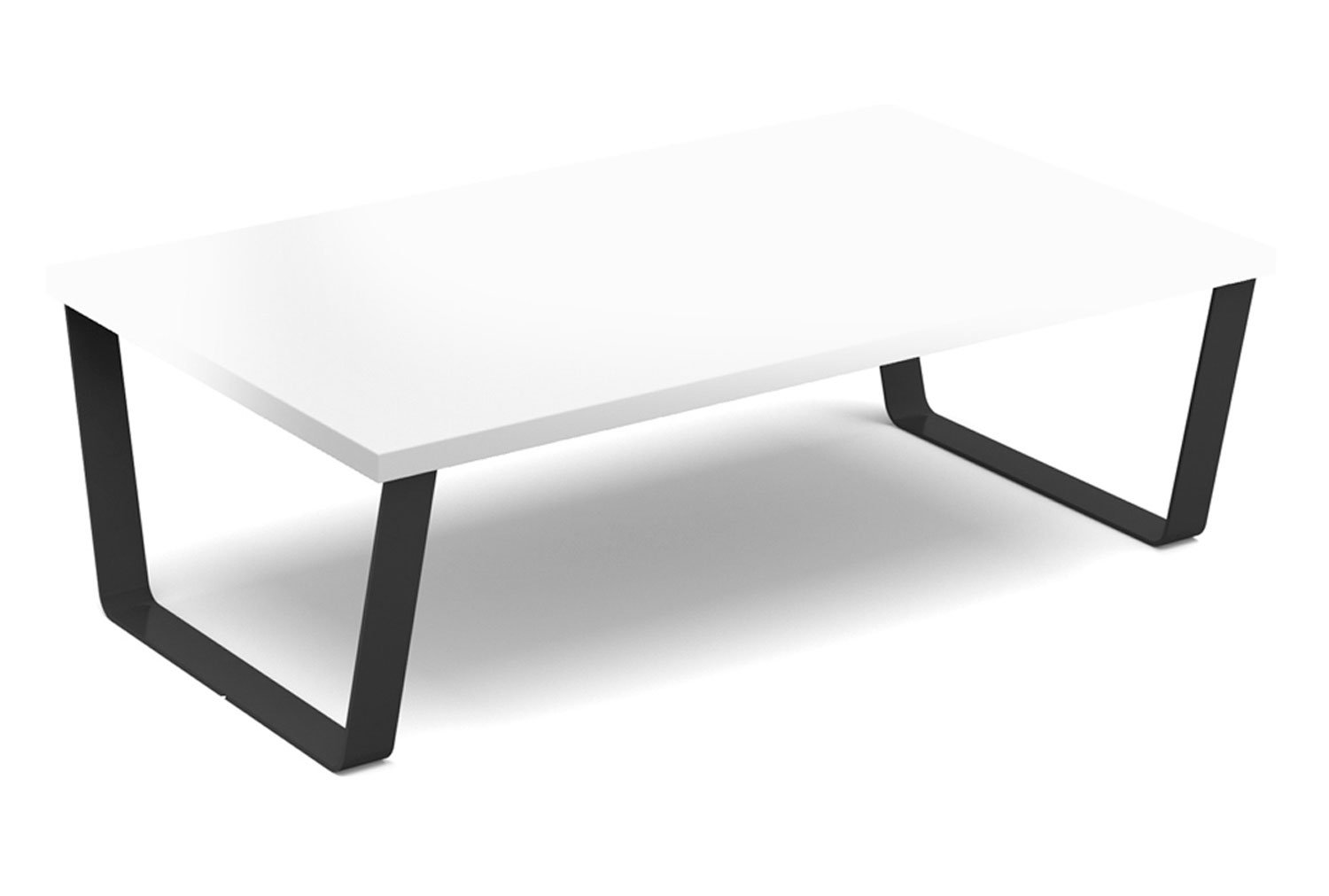 Niche Rectangular Coffee Table (Black Sled Frame), White, Express Delivery