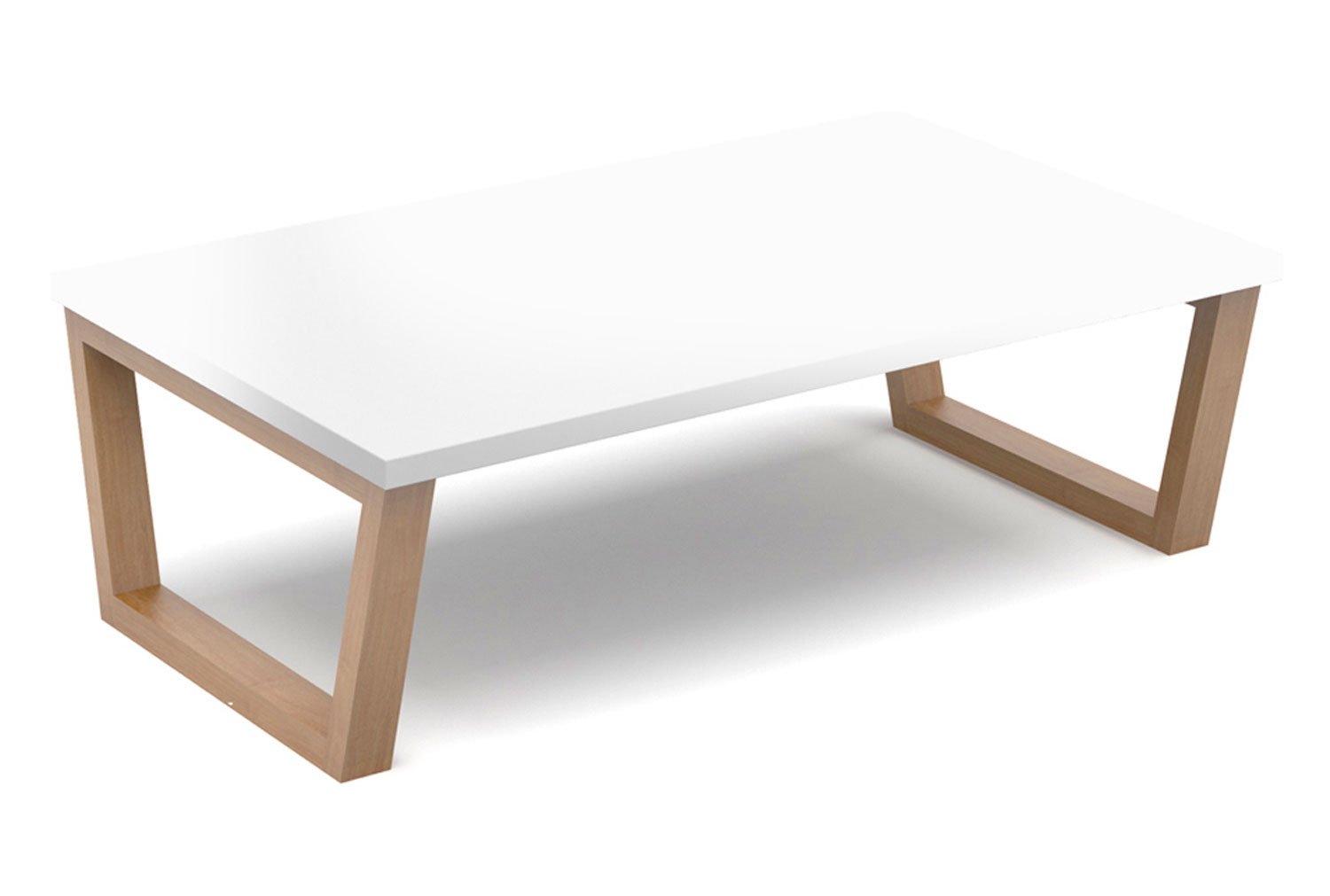 Niche Rectangular Coffee Table (Wooden Sled Frame), White, Fully Installed