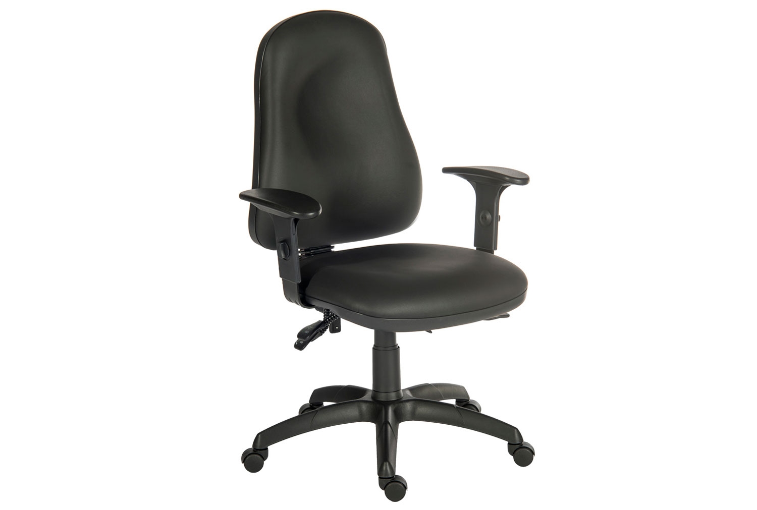 Comfort Ergo Operator Office Chair (PU), With Adjustable Arms, Black, Fully Installed