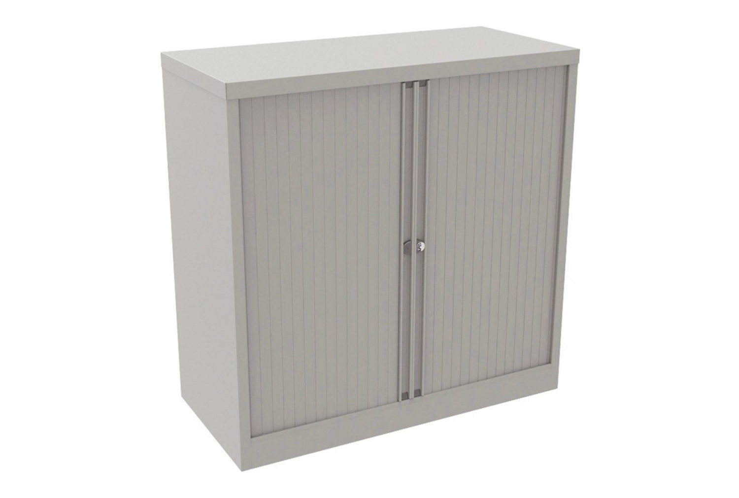 Contract Steel Tambour Office Cupboards, 100wx47dx102h (cm), Light Grey, Fully Installed