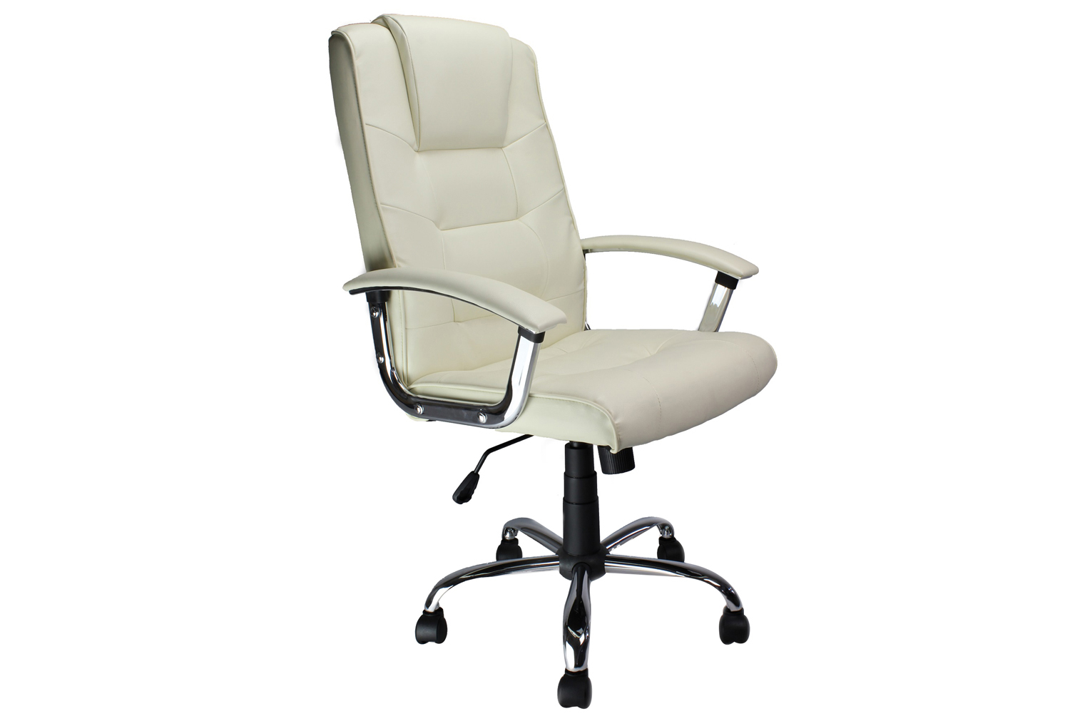 Skye High Back Cream Leather Faced Executive Office Chair, Cream, Express Delivery