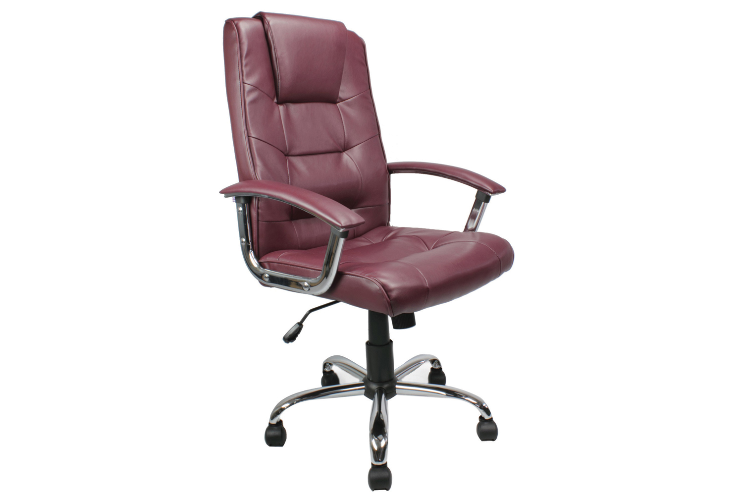 Skye High Back Burgundy Leather Faced Executive Office Chair, Burgundy, Express Delivery