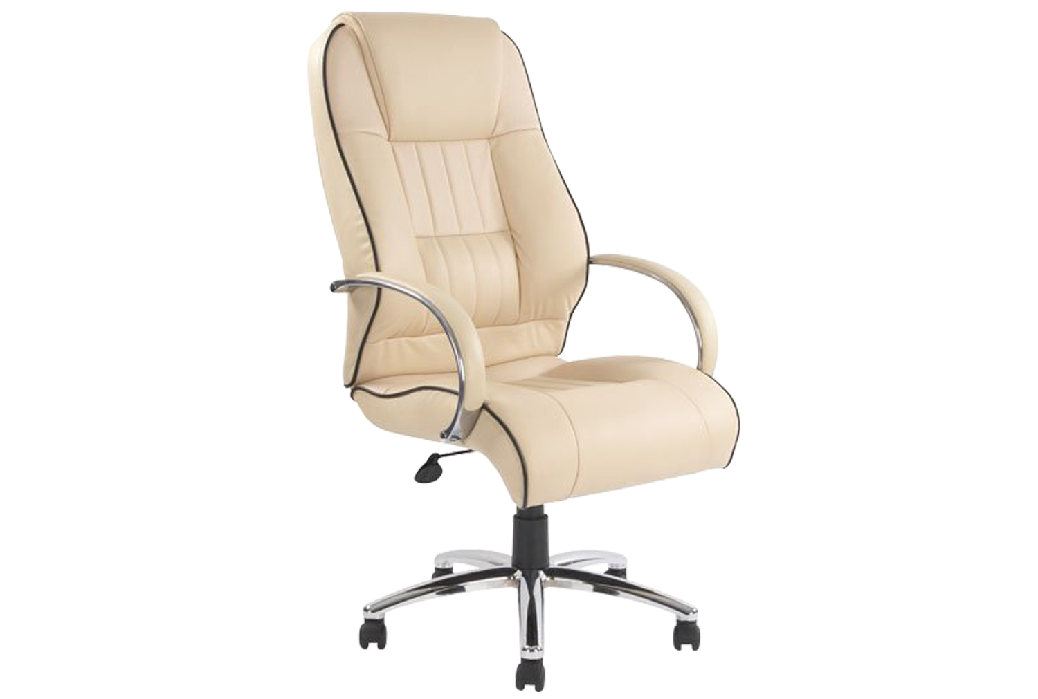 Freya High Back Executive Cream Leather Faced Office Chair, Cream, Fully Installed