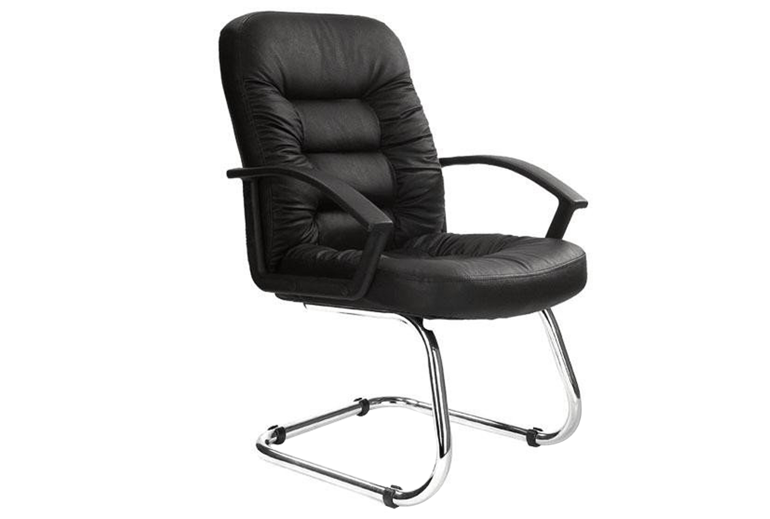 Bartlett Leather Faced Visitor Office Chair, Black, Fully Installed