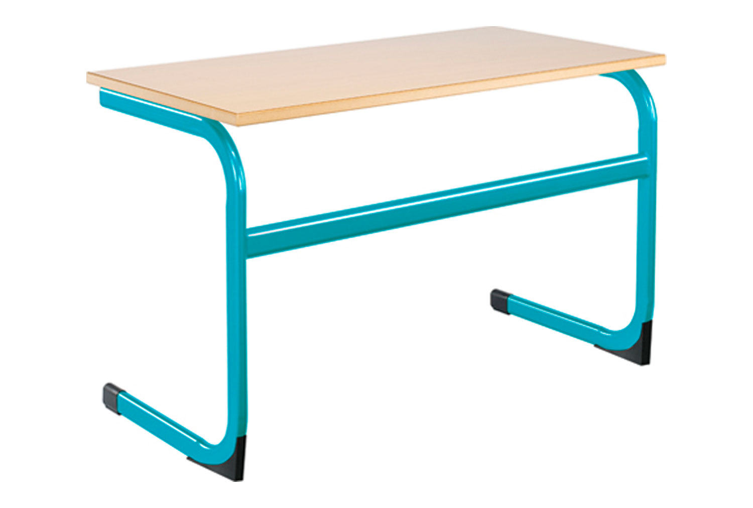 Qty 2 - Euro Large Double Classroom Table 11-14 Years, Charcoal Frame, Blue Top, PU Blue Edge
